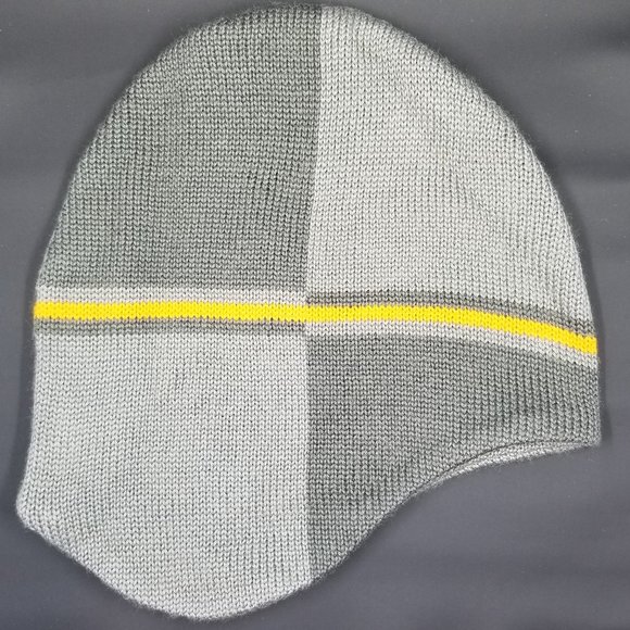 Old Navy Winter Ear Flap Beanie Colorblock Gray Yellow One Size - Picture 2 of 9